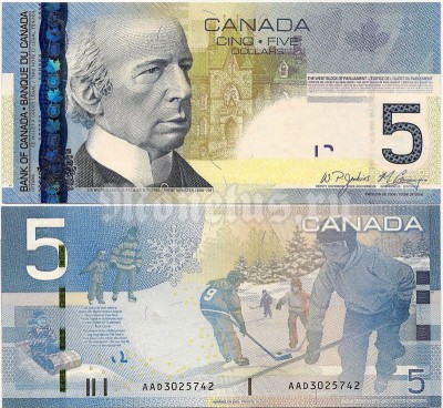 банкнота Канада 5 долларов 2006-2010 год