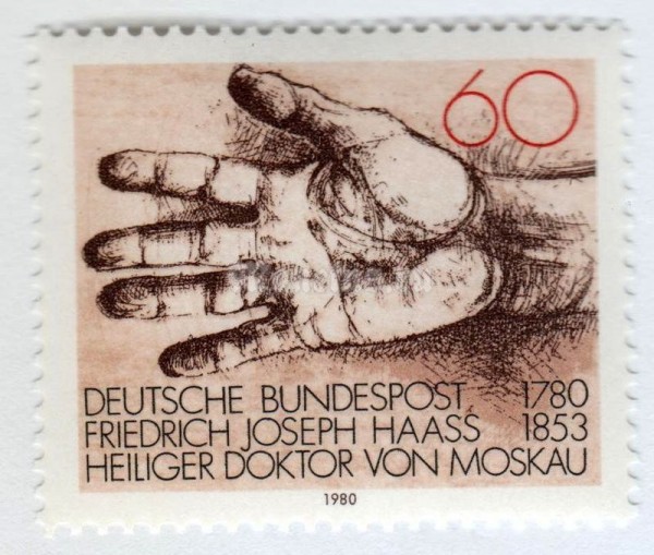 марка ФРГ 60 пфенниг "Helping Hand" 1980 год