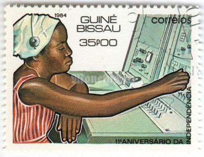 марка Гвинея-Биссау 35 песо "11th Anniversary of Independence" 1984 год Гашение