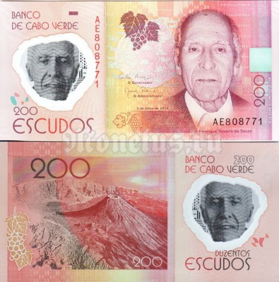 банкнота Кабо Верде 200 эскудо 2014 год - Энрике Тейшейра Де Соуза, пластик