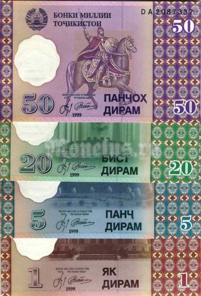 Таджикистан набор из 4-х банкнот 1999 год