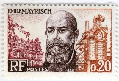 марка Франция 0,20 франка "Emile Mayrisch (1862-1928)" 1963 год 
