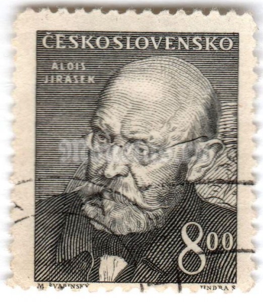 марка Чехословакия 8 крон "Alois Jirásek" 1949 год Гашение