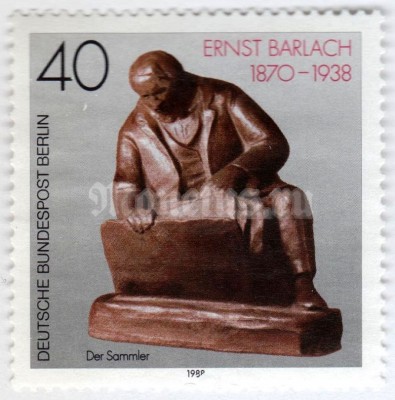 марка Западный Берлин 40 пфенниг "Bronze sculpture - "The Collector"" 1988 год