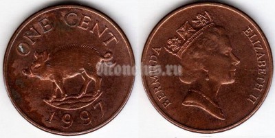 монета Бермуды 1 цент 1997 год