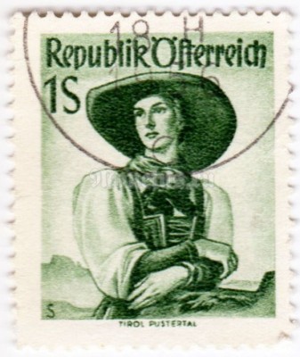 марка Австрия 1 Австрийский шиллинг "Тироль, Пустерталь" 1951 год
