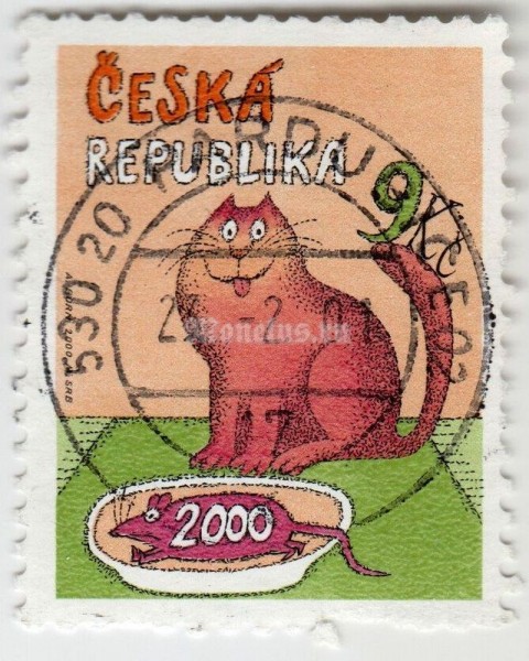 марка Чехия 9 крон "THE LAST STAMP OF THE MILLENNIUM" 2000 год гашение