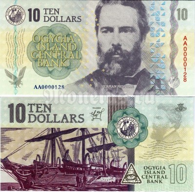 Остров Огигия 10 долларов 2019 год - Герман Мелвилл