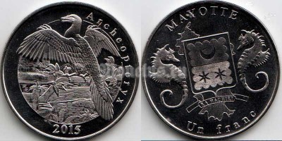 монета Майотта 1 франк 2015 Археоптерикс