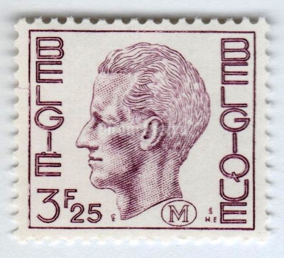 марка Бельгия 3,25 франка "King Baudouin Type "Elström" - 3,25 BEF" 1975 год