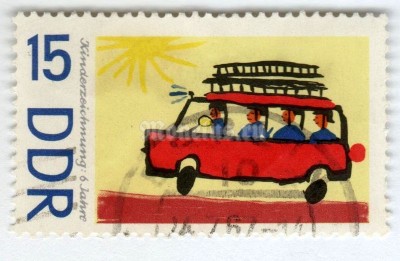 марка ГДР 15 пфенниг "Fire Department" 1967 год Гашение