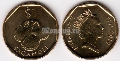 монета Фиджи 1 доллар 2010 год Saqamoli - национальный сосуд для воды