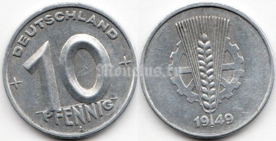 монета Германия 10 пфеннигов 1949 год А