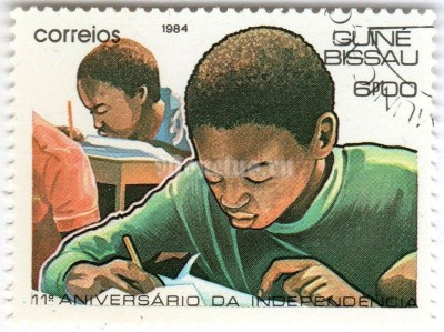 марка Гвинея-Биссау 6 песо "11th Anniversary of Independence" 1984 год Гашение
