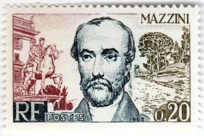 марка Франция 0,20 франка "Giuseppe Mazzini (1805-1872)" 1963 год 