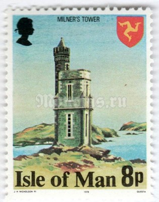 марка Остров Мэн 8 пенни "Milner's Tower" 1978 год