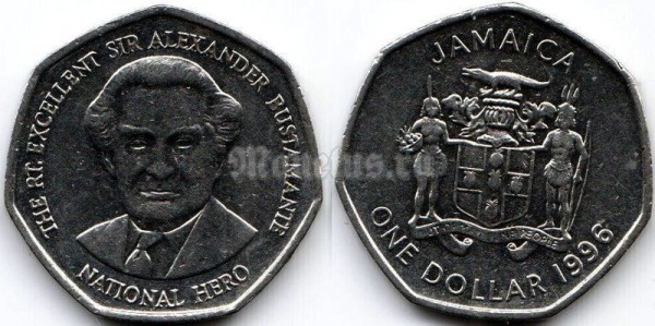 монета Ямайка 1 доллар 1996 год