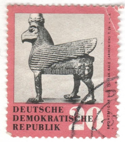 марка ГДР 20 пфенниг "Bronze figure from Toprak-Kale" 1959 год Гашение