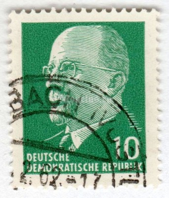 марка ГДР 10 пфенниг "Ulbricht, Walter" 1961 год Гашение