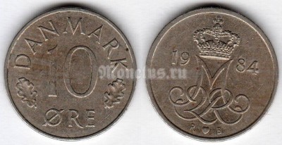 монета Дания 10 эре 1984 год