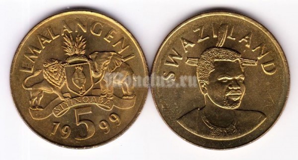 монета Свазиленд 5 эмалангени 1999 год