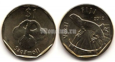 монета Фиджи 1 доллар 2012 год Saqamoli - национальный сосуд для воды