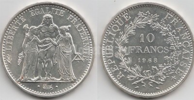 Франция 10 франков 1968 год