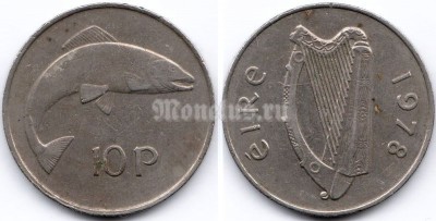 монета Ирландия 10 пенсов 1978 год