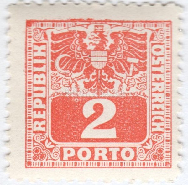 марка Австрия 2 рейхспфенинг "Coat of arms & digit" 1945 год