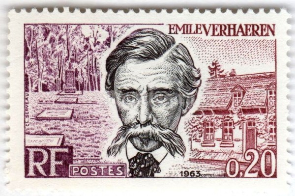 марка Франция 0,20 франка "Emile Verhaeren (1855-1916)" 1963 год 