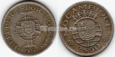 монета Мозамбик 2.5 эскудо 1954 год