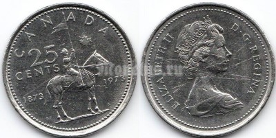 монета Канада 25 центов 1973 год - 100 лет конной полиции Канады