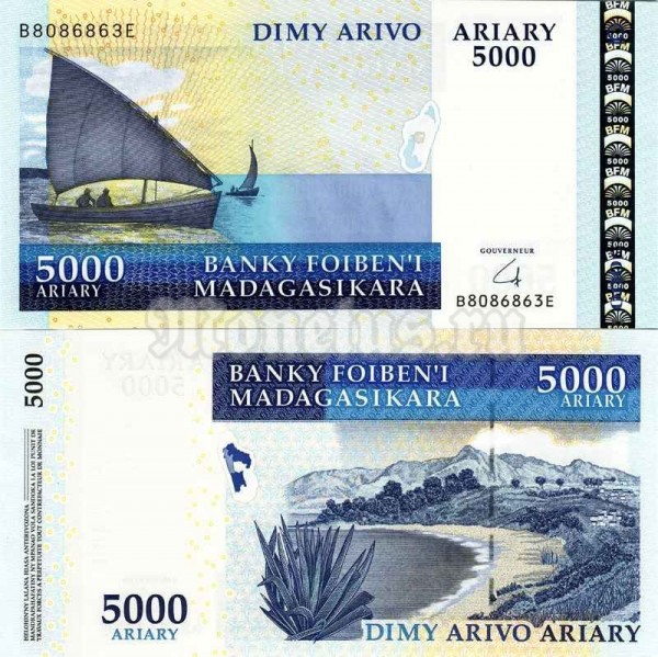бона Мадагаскар 5 000 ариари 2008 год