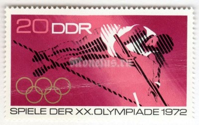 марка ГДР 20 пфенниг "Pole vaulter" 1972 год 