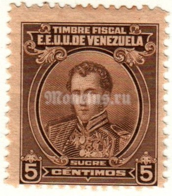 марка Венесуэла 5 сентимо 1915 год Антонио Хосе де Сукре