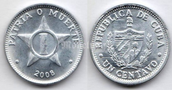 Монета Куба 1 сентаво 2008 год