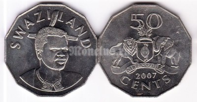 монета Свазиленд 50 центов 2007 год