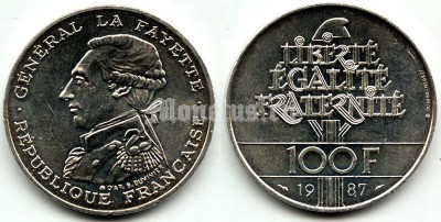 Франция 100 франков 1987 год 230 лет генералу Лафайету