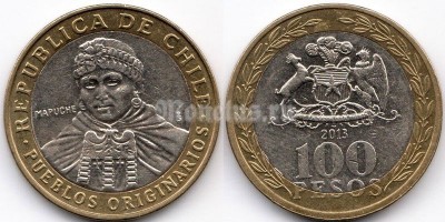 монета Чили 100 песо 2013 год
