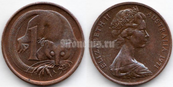 монета Австралия 1 цент 1971 год