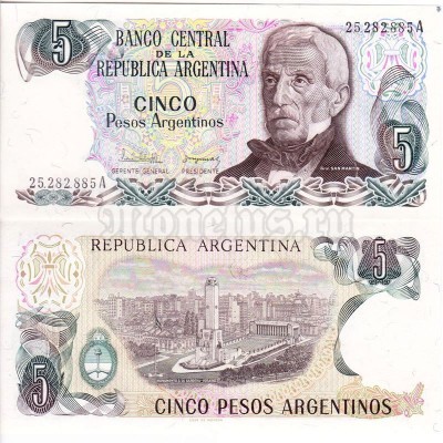 бона Аргентина 5 песо 1983-1984 год подпись №2