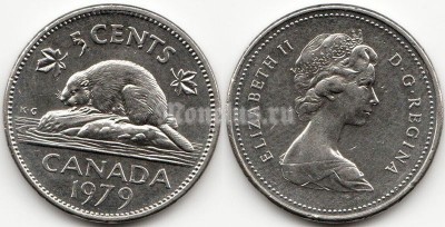 монета Канада 5 центов 1979 год