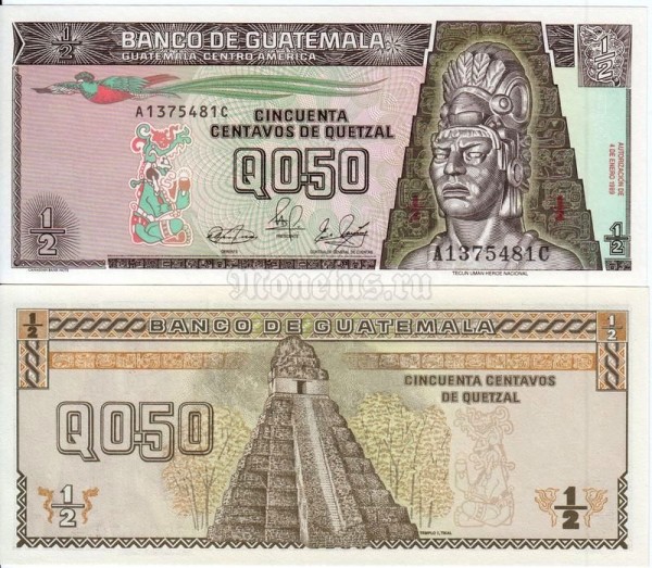 бона Гватемала 0.5 кетцаль 1989 год