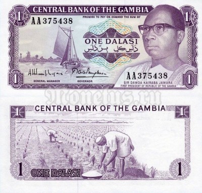 банкнота Гамбия 1 даласи 1971 - 1987 год