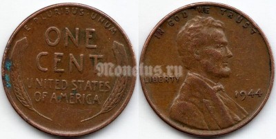 монета США 1 цент 1944 год