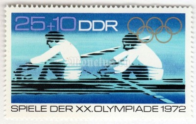 марка ГДР 25+10 пфенниг "Rowing" 1972 год 