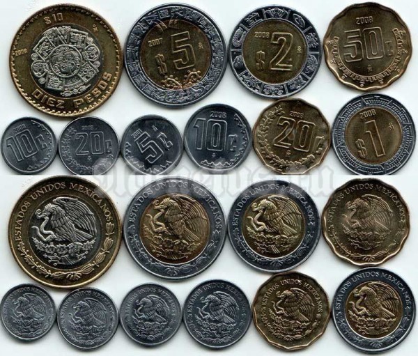 Мексика набор из 10-ти монет