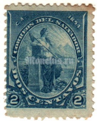 марка Сальвадор 2 сентаво "Свобода" 1894 год
