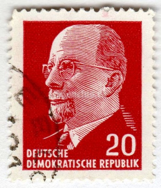 марка ГДР 20 пфенниг "Ulbricht, Walter" 1961 год Гашение