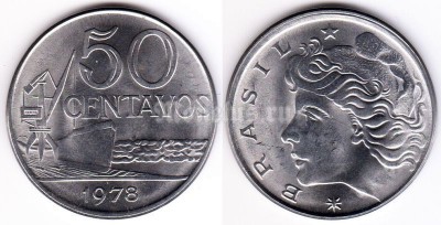 монета Бразилия 50 сентаво 1978 год